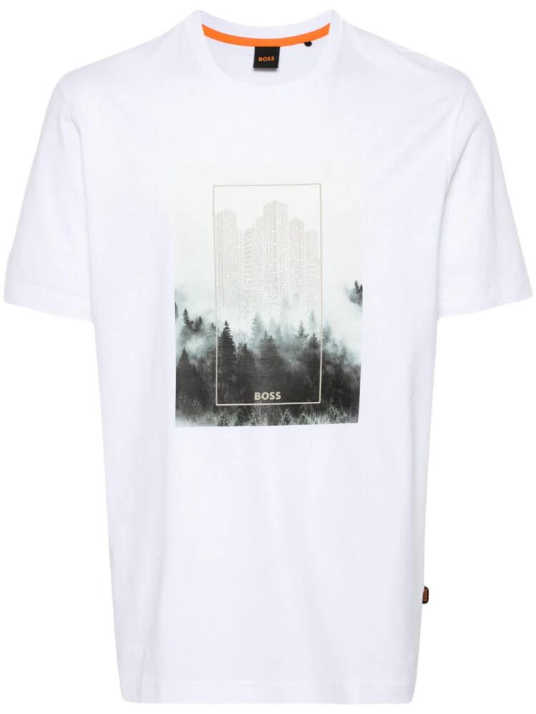 BOSS photograph-print cotton T-shirt - White Cover