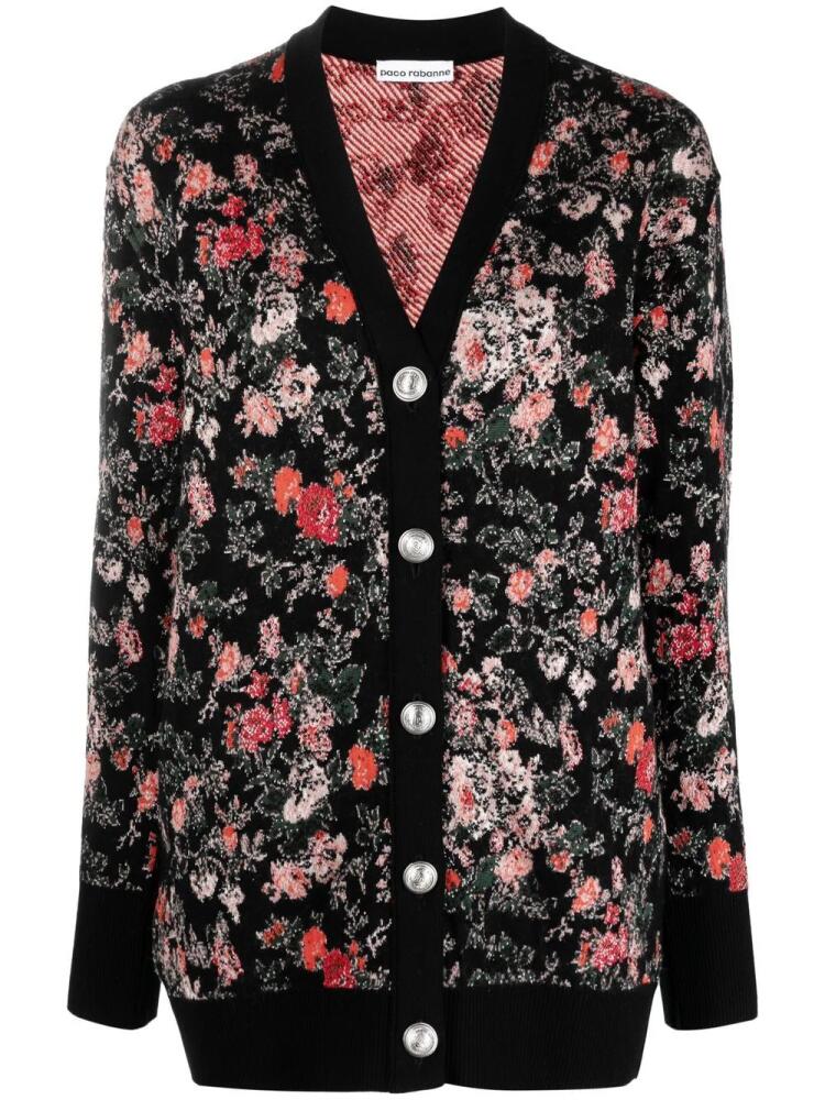 Rabanne floral-jacquard cardigan - Black Cover