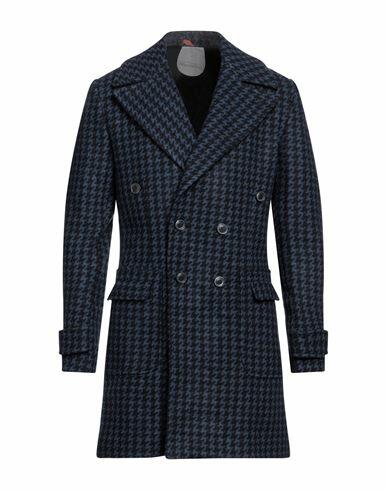 Primo Emporio Man Coat Navy blue Wool, Polyester Cover