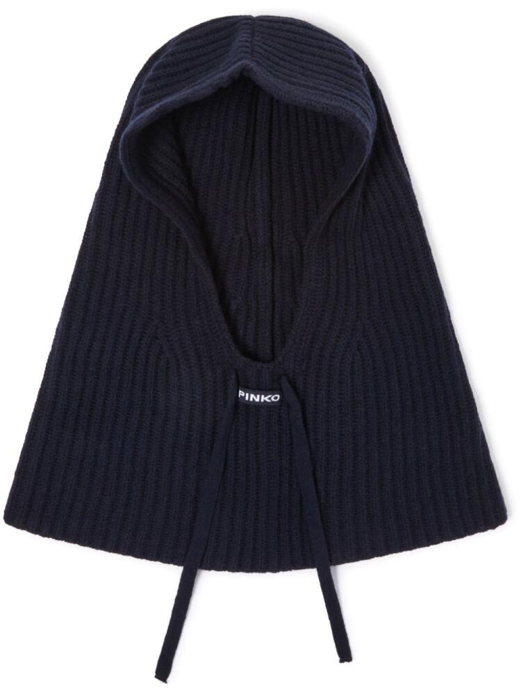 PINKO ribbed-knit balaclava - Blue Cover