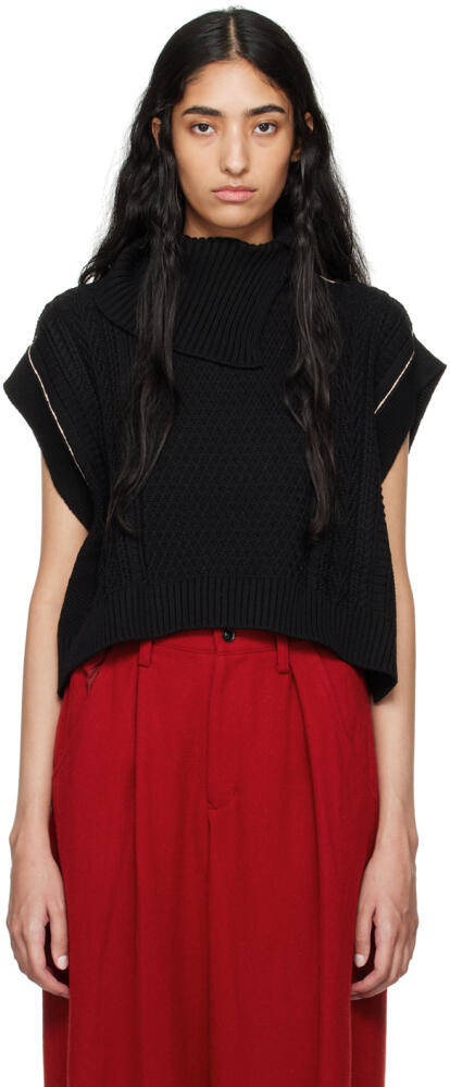 Y's Black Aran Vest Cover