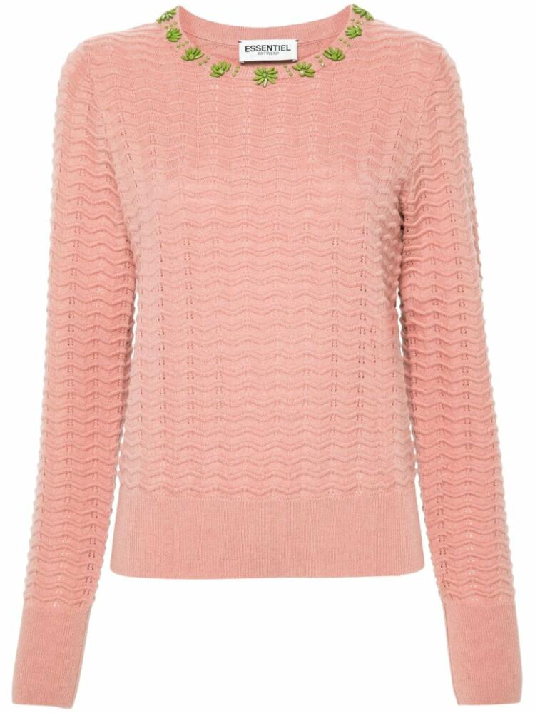 Essentiel Antwerp floral-appliqué knitted sweater - Pink Cover