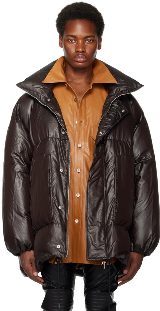 System Brown Quilted Down Jacket Cover