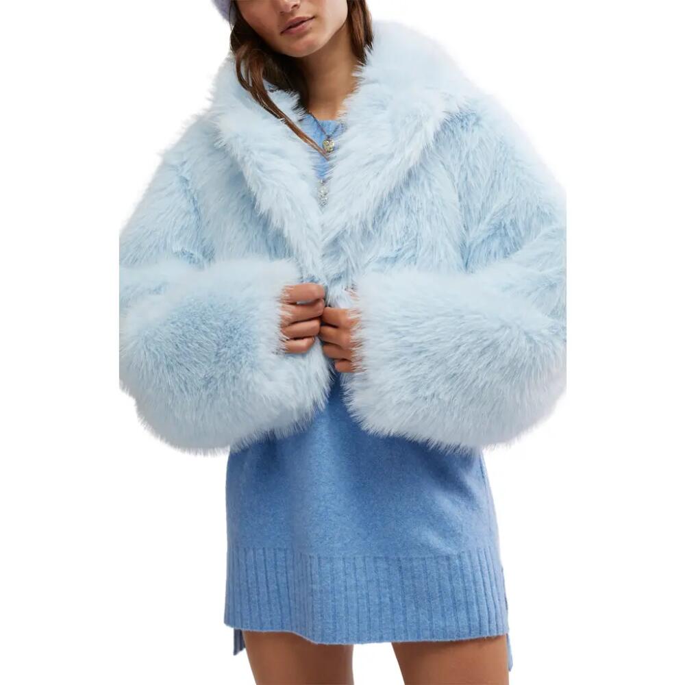 Free People Paris Cropped Faux Fur Jacket in Ice Water Cover