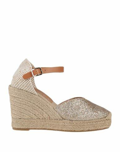 Kanna Woman Espadrilles Gold Textile fibers, Leather Cover