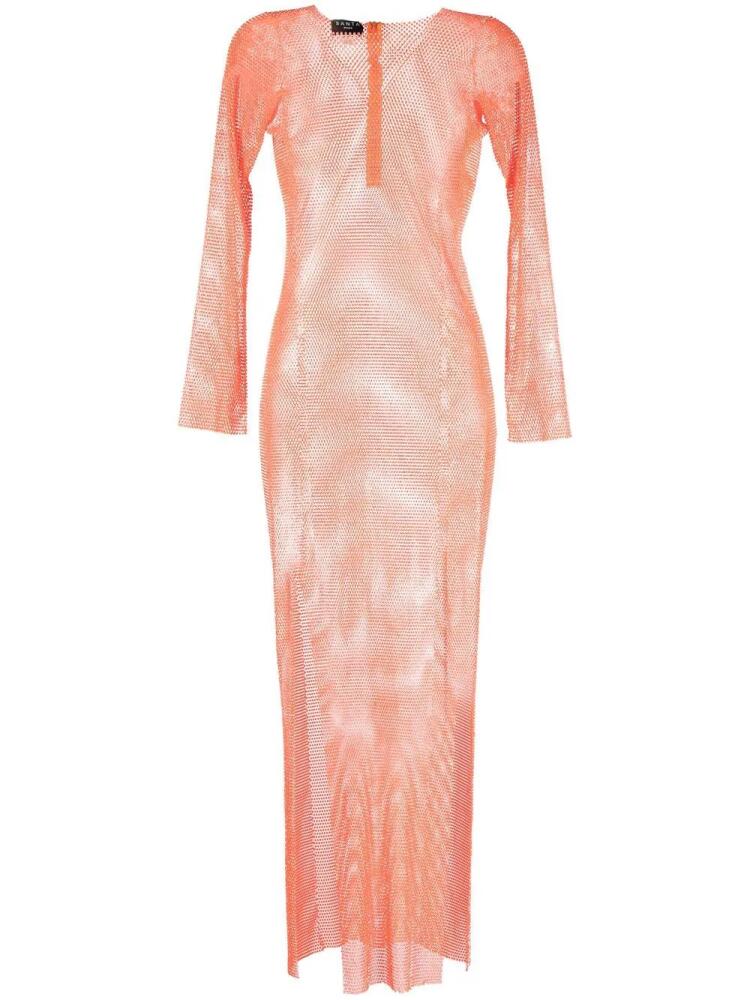 Santa Brands rhinestone transparent long dress - Orange Cover