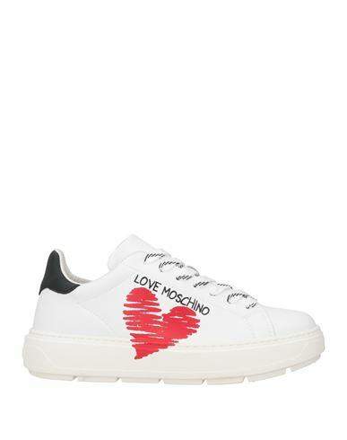 Love Moschino Woman Sneakers White Calfskin Cover