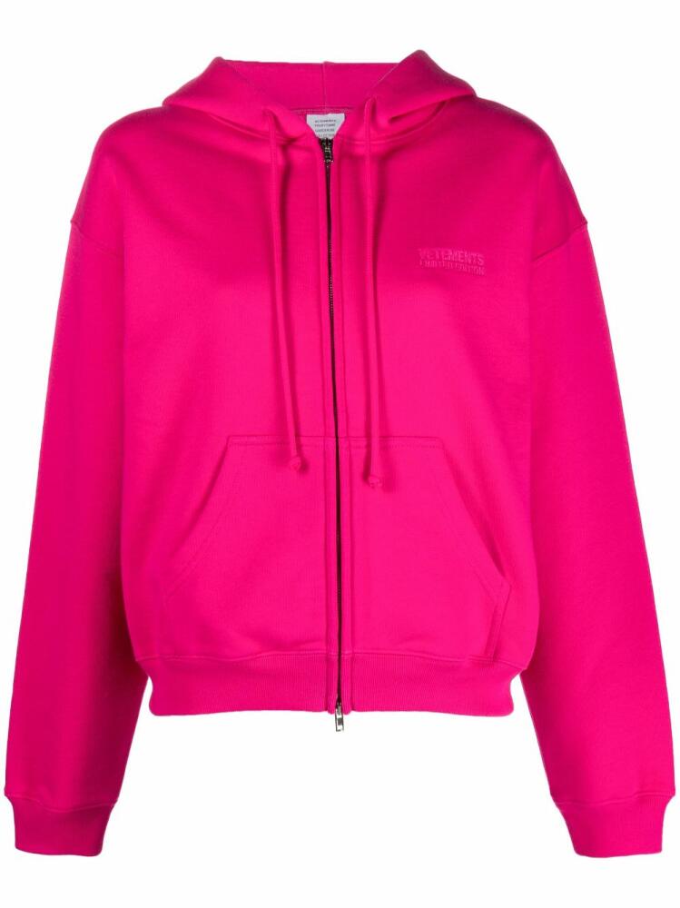 VETEMENTS logo-print zip-up hoodie - Pink Cover