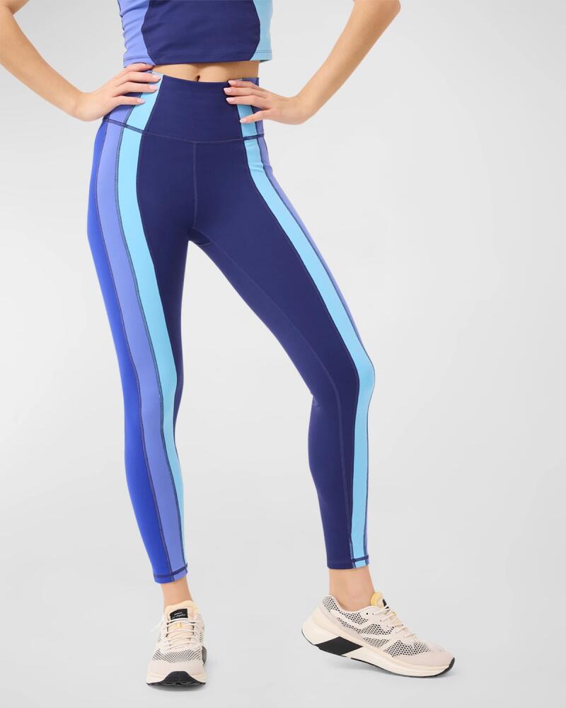 Terez TLC Side Stripe Colorblock Leggings in Blues Cover