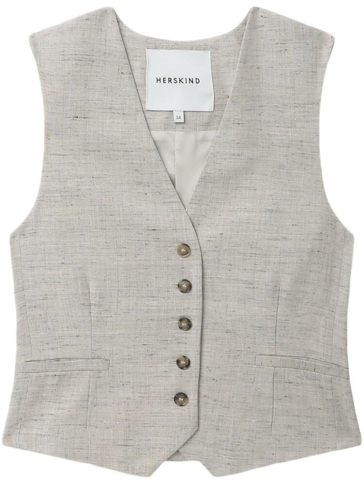 HERSKIND Mister linen-mélange waistcoat - Grey Cover