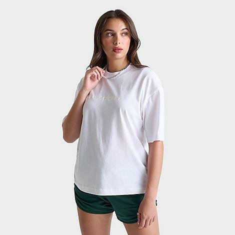 New Balance Women's Hyper Density Logo Oversized T-Shirt in White/White Cover