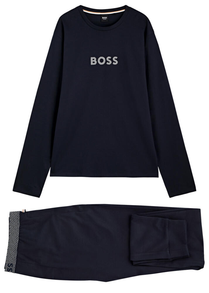 Boss Logo-print Cotton Pyjama set - Blue Cover