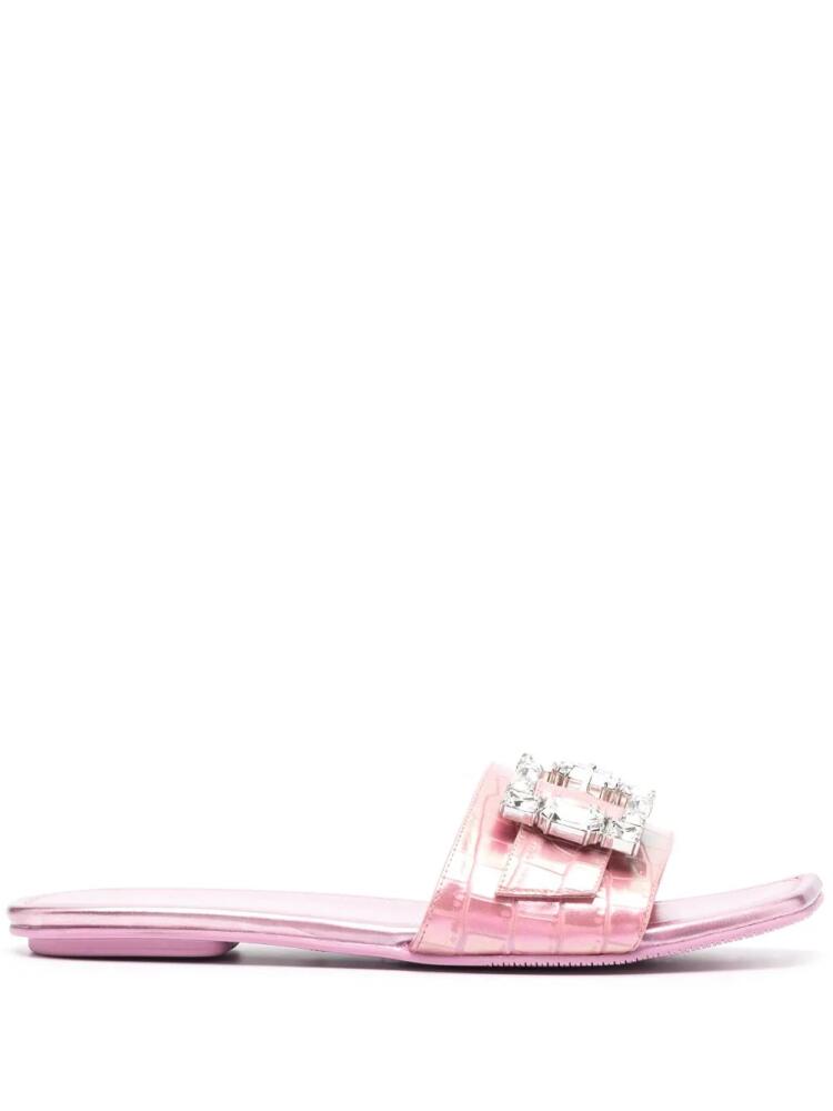 Stuart Weitzman buckled flat slides - Pink Cover