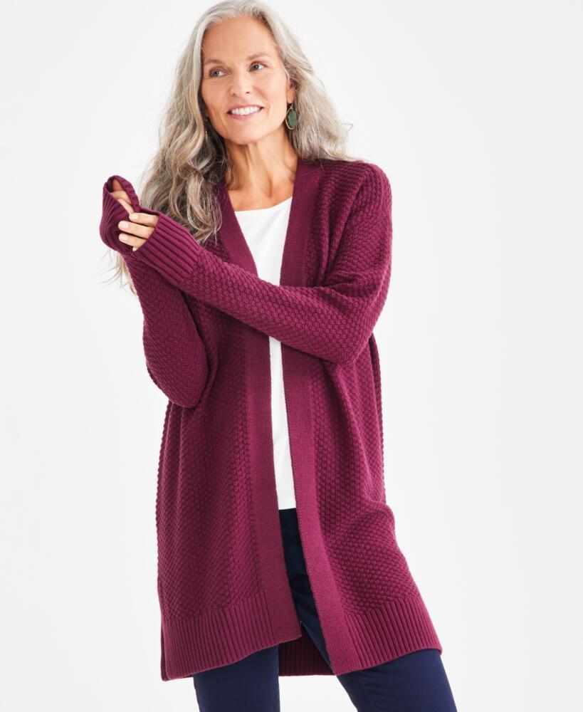 Style & Co Women's Open-Front Long-Sleeve Cardigan, Created for Macy's - Berried Treasure Cover