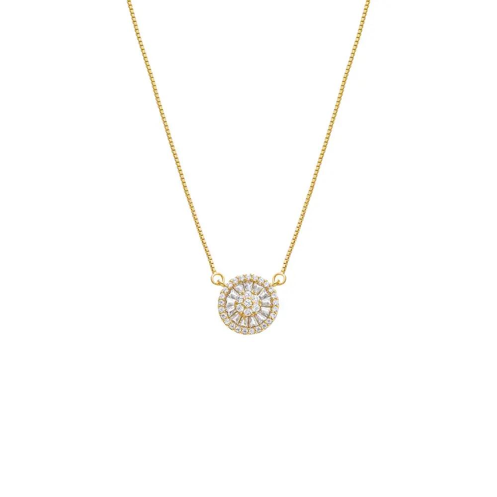 BY ADINA EDEN Pave X Baguette Round Pendant Necklace in Gold Cover