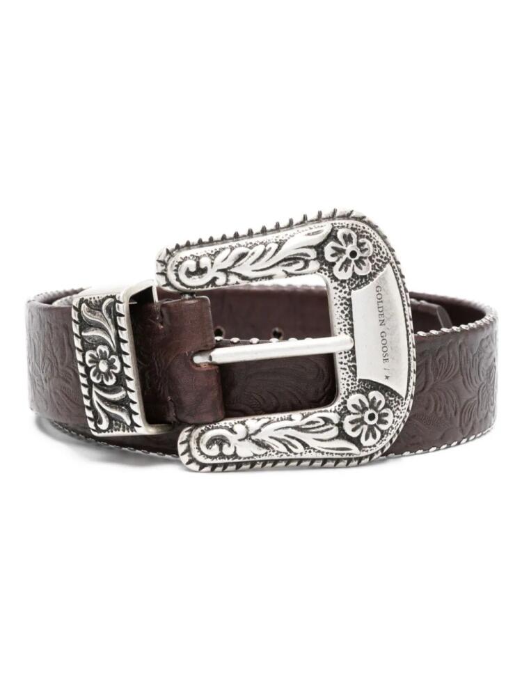 Golden Goose decorated-buckle leather belt - Brown Cover