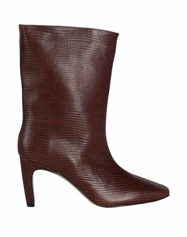 Mychalom Woman Ankle boots Brown Soft Leather Cover