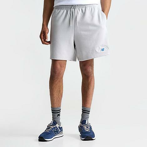 New Balance Men's Arch Stack Logo Fleece Shorts in Grey/Raincloud Cover