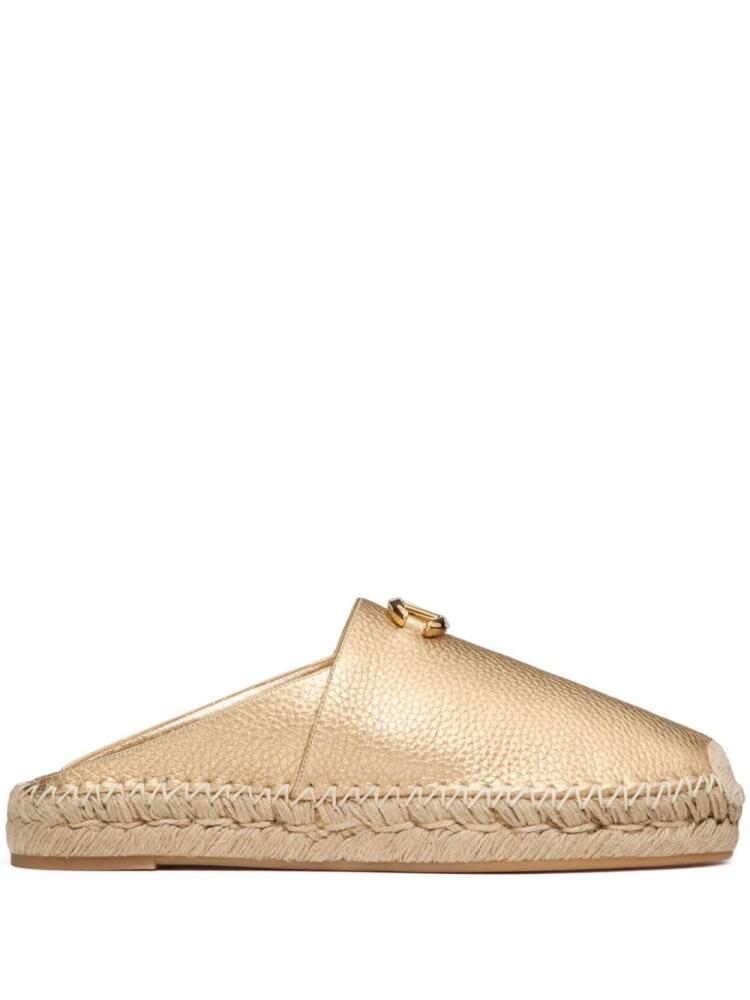 Valentino Garavani VLogo metallic leather mules - Gold Cover