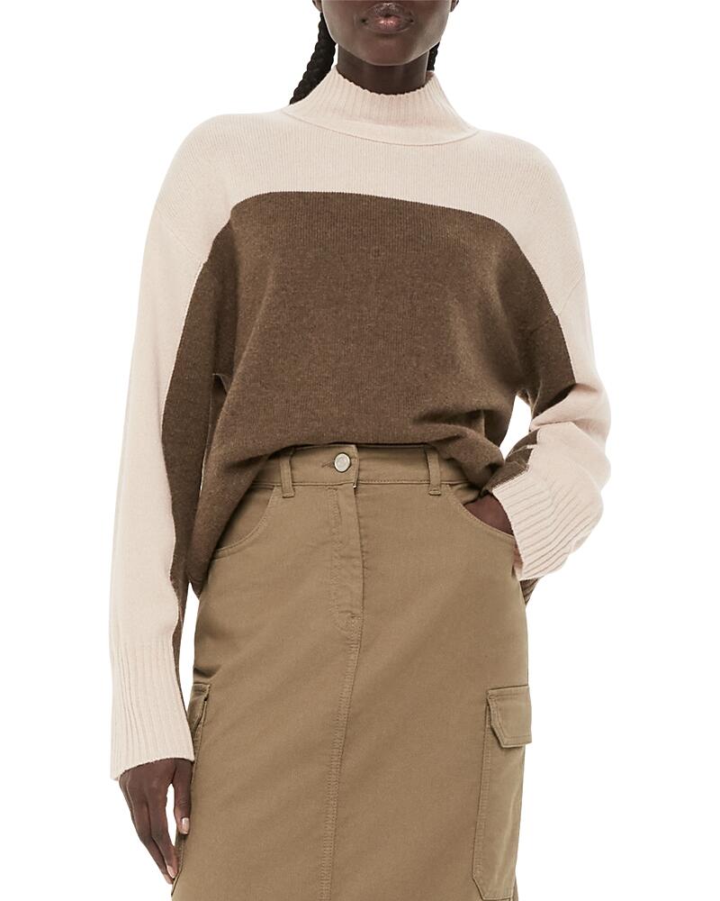 Whistles Wool Color Blocked Turtleneck Sweater Cover