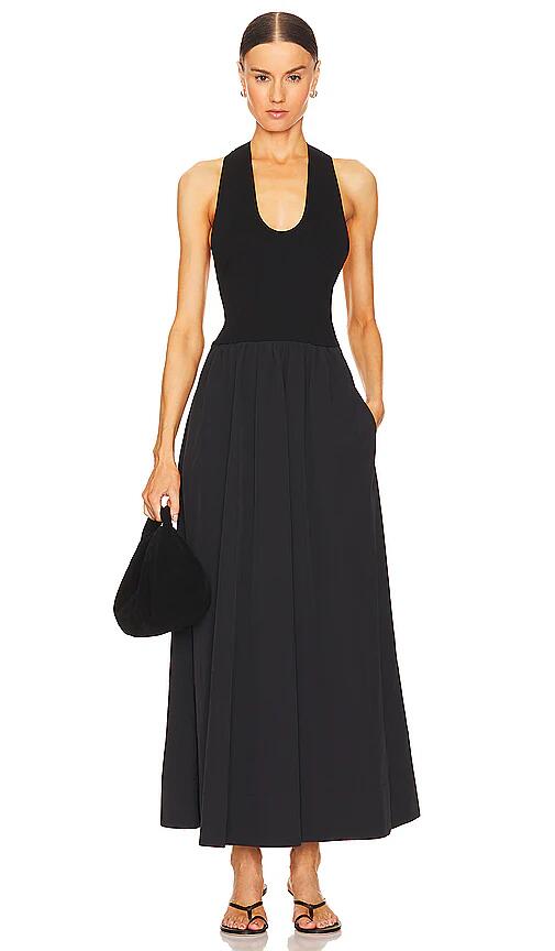 St. Agni Plunge Neck Dress in Black Cover