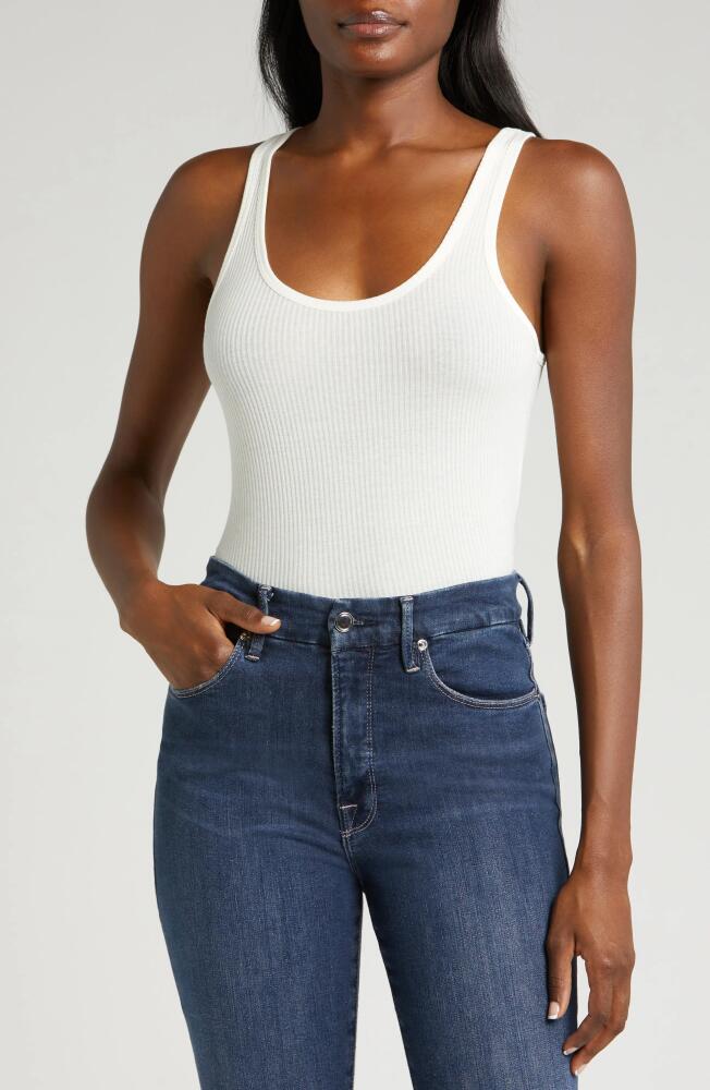 Good American Light Ribbed Crop Tank in Cloud White001 Cover