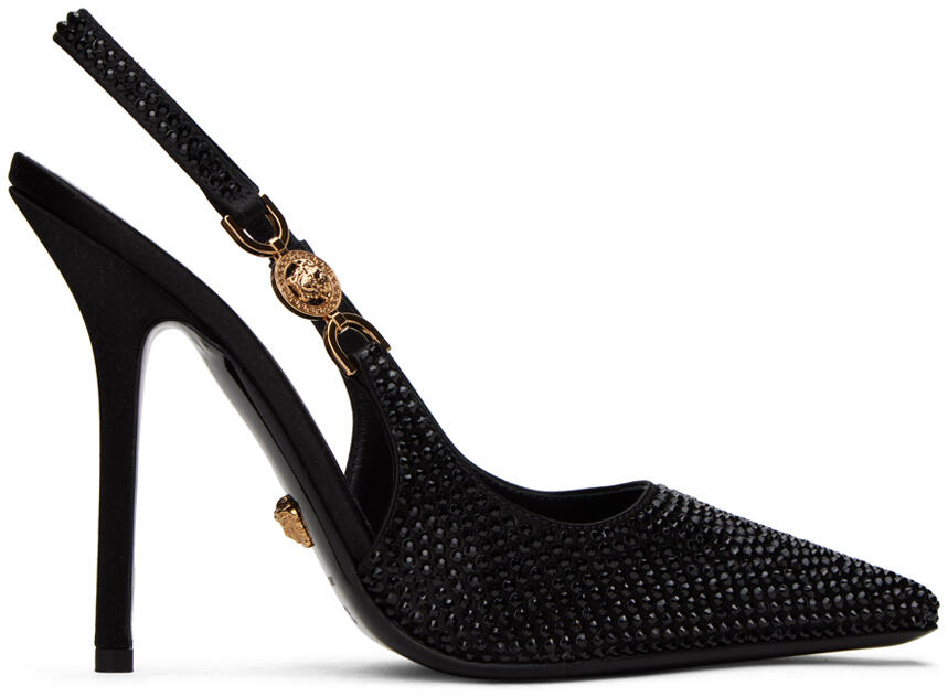 Versace Black Crystal Medusa '95 Slingback Heels Cover