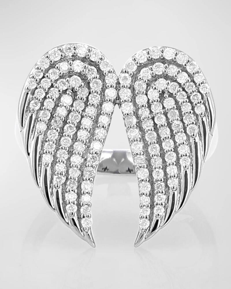 Sheryl Lowe Sterling Silver Pave Diamond Folded Double Wing Ring Cover