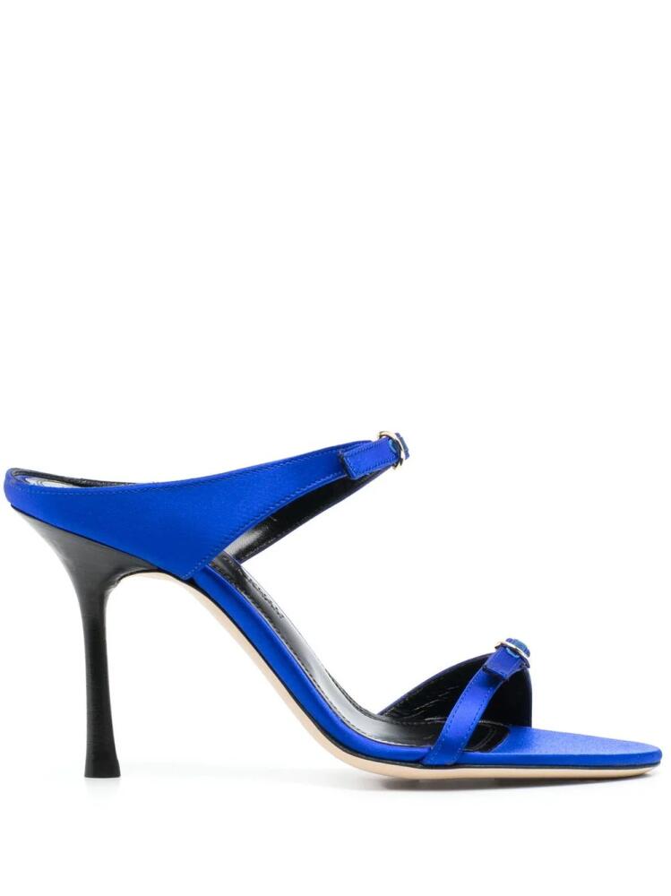 Victoria Beckham double-strap satin mules - Blue Cover