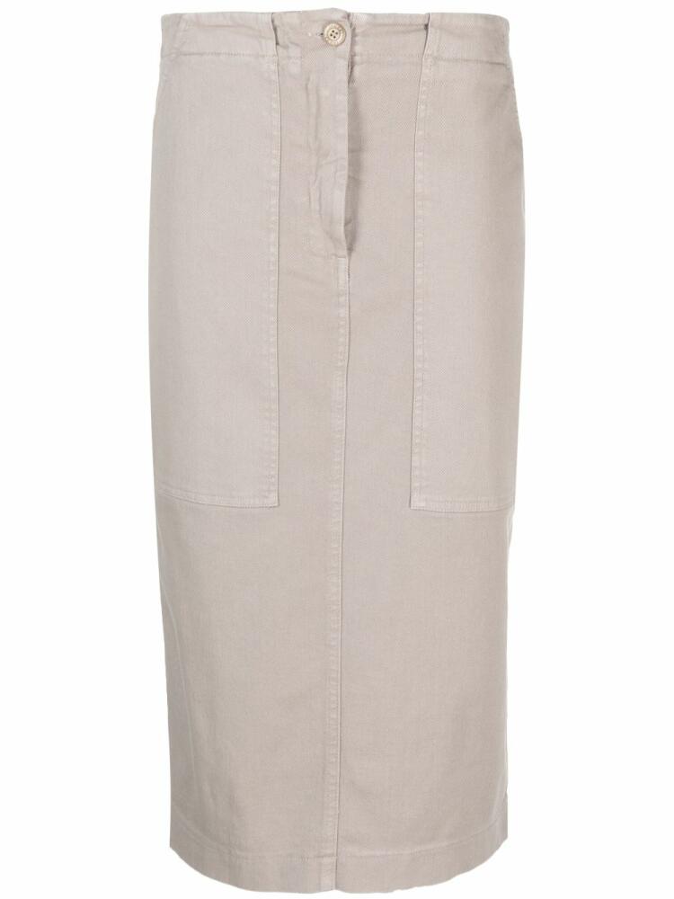 Nude high-waisted cotton-blend skirt - Grey Cover