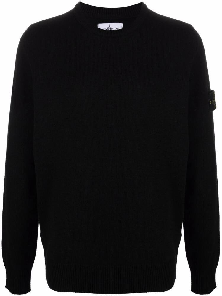 Stone Island logo-patch crew-neck jumper - Black Cover