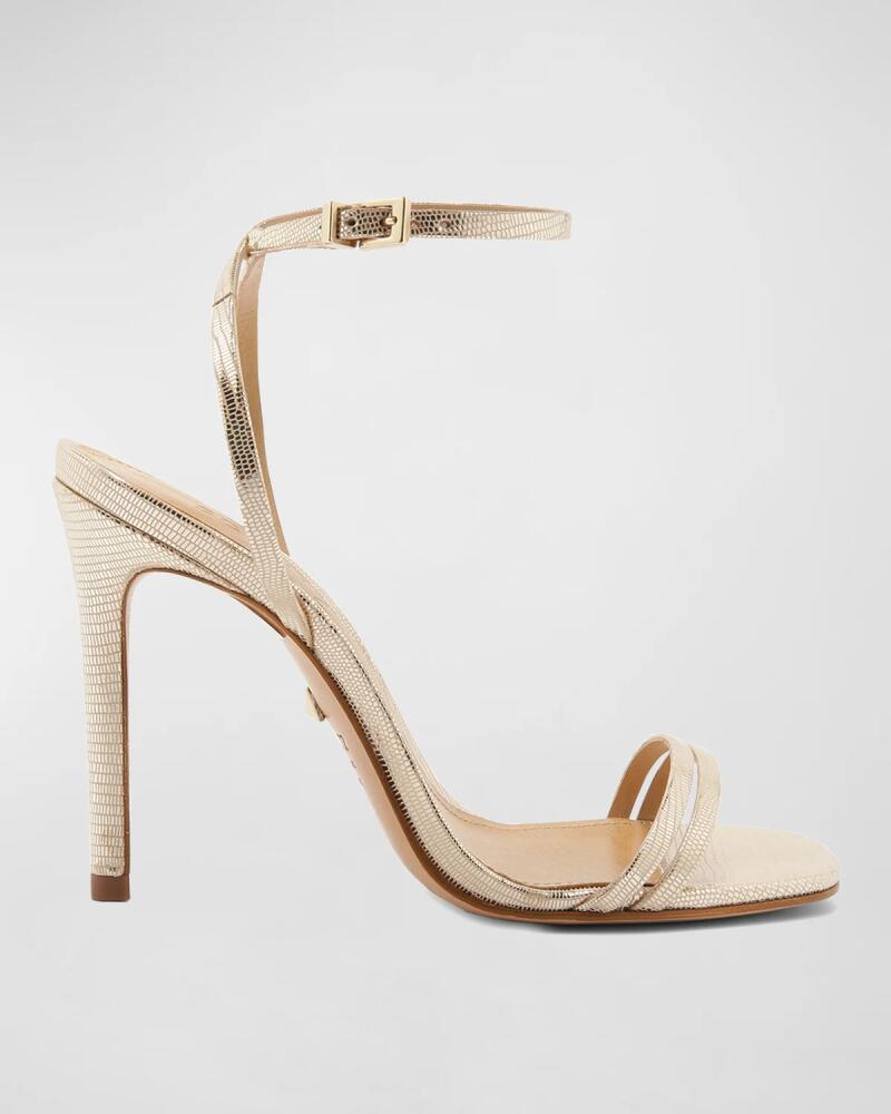 Schutz Altina Strappy Metallic Leather Sandals Cover