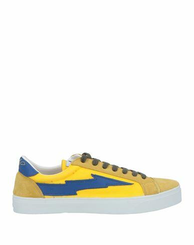 Sanyako Woman Sneakers Yellow Soft Leather, Textile fibers Cover