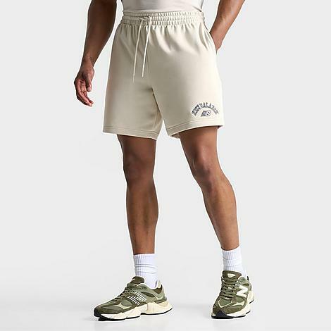 New Balance Men's Arch Stack Logo Fleece Shorts in Off-White/Timberwolf Cover