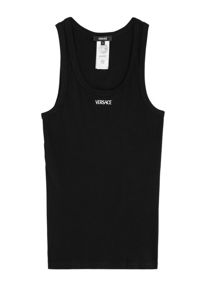 Versace Logo-embroidered Stretch-cotton Vest - Black Cover