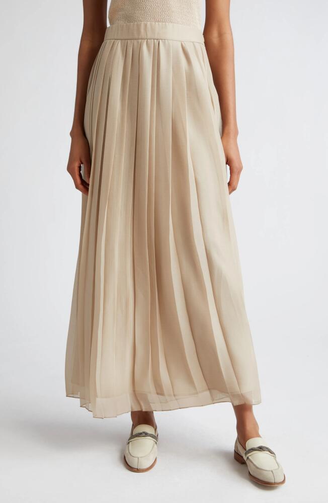 Eleventy Pleated Maxi Skirt in Sand Cover