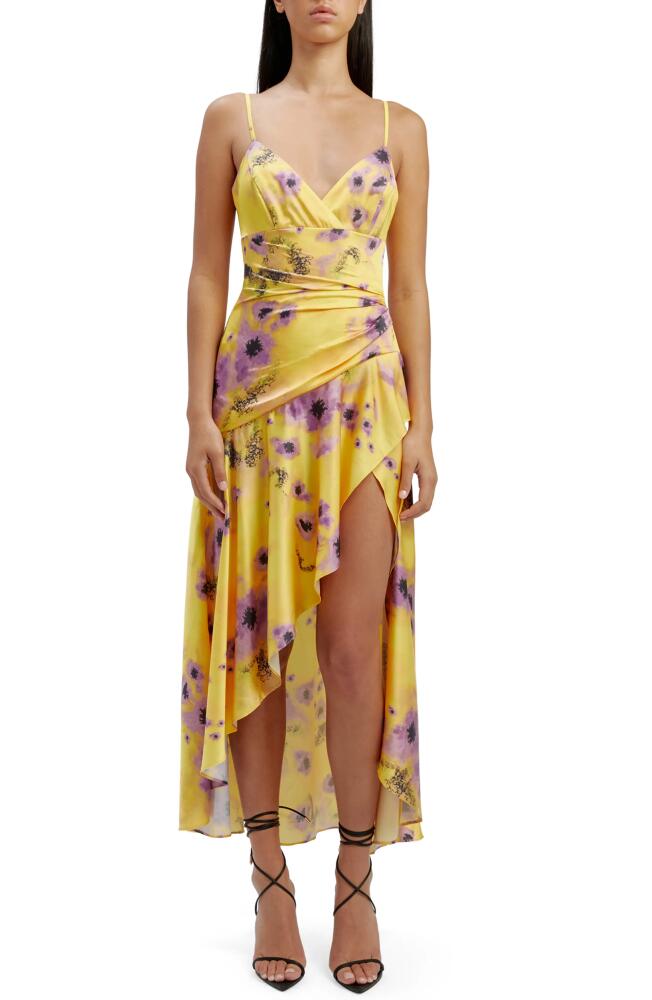 Bardot Sorella Floral High-Low Cocktail Dress in Yellow Floral Cover