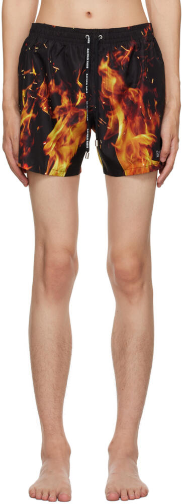 Balmain Black Printed Swim Shorts Cover