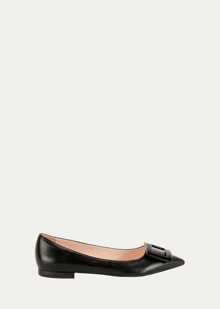 Roger Vivier Gommettine Leather Ballet Flats with Tonal Buckle Cover