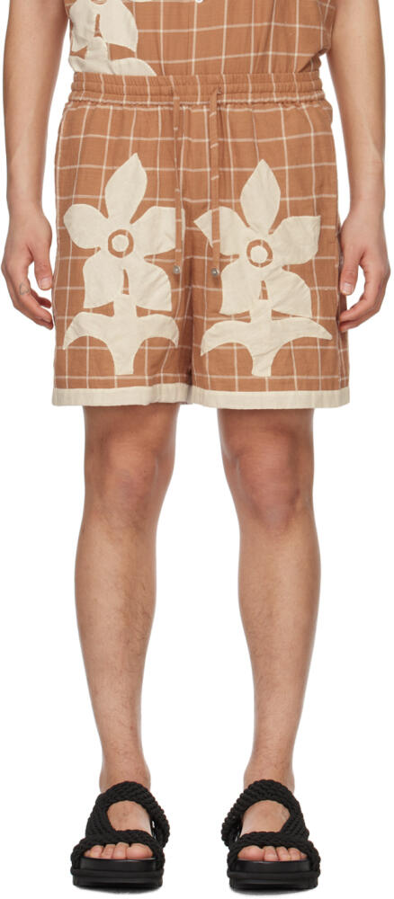 HARAGO Brown Appliqué Shorts Cover