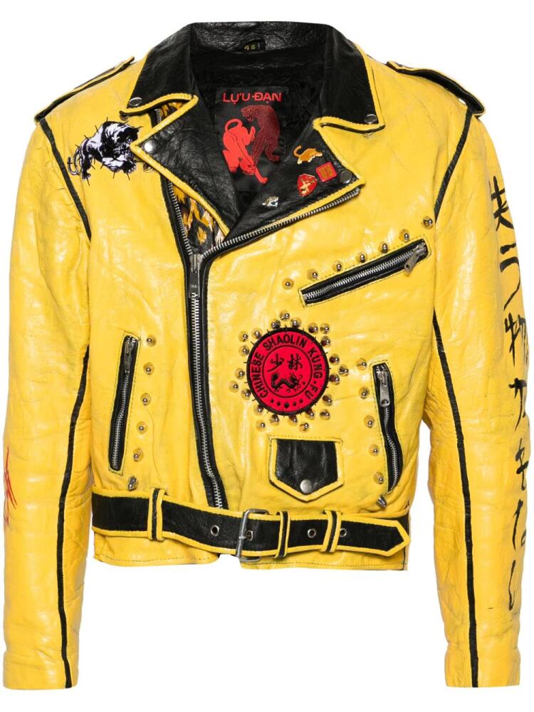 LỰU ĐẠN Painted Vintage leather jacket - Yellow Cover