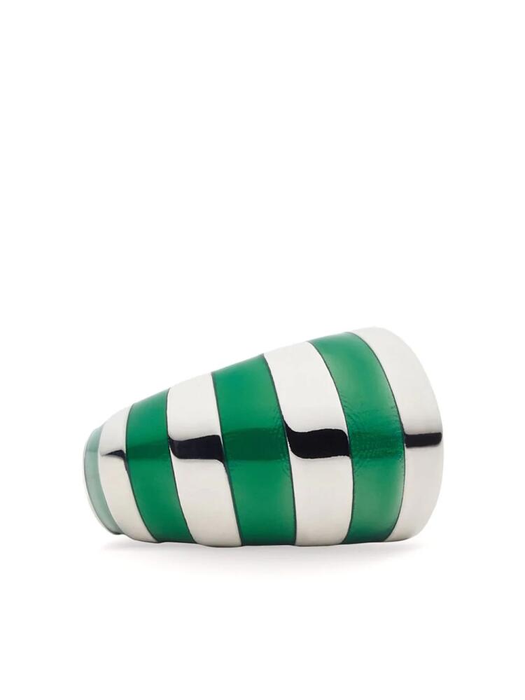 Ferragamo asymmetric enamel-striped ring - Silver Cover