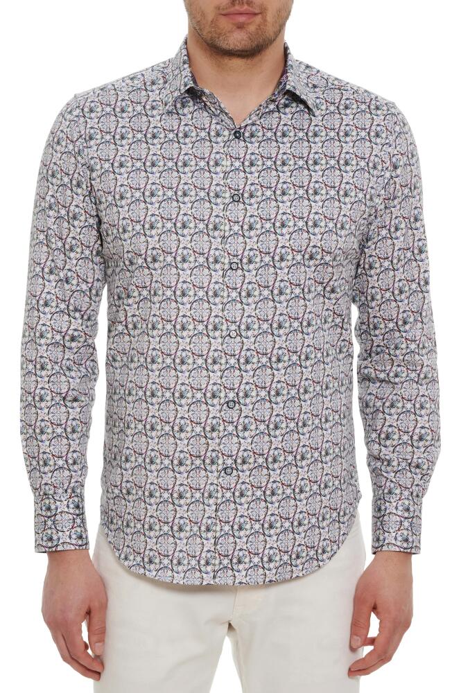 Robert Graham Sundial Print Stretch Cotton Button-Up Shirt in White/multi Cover