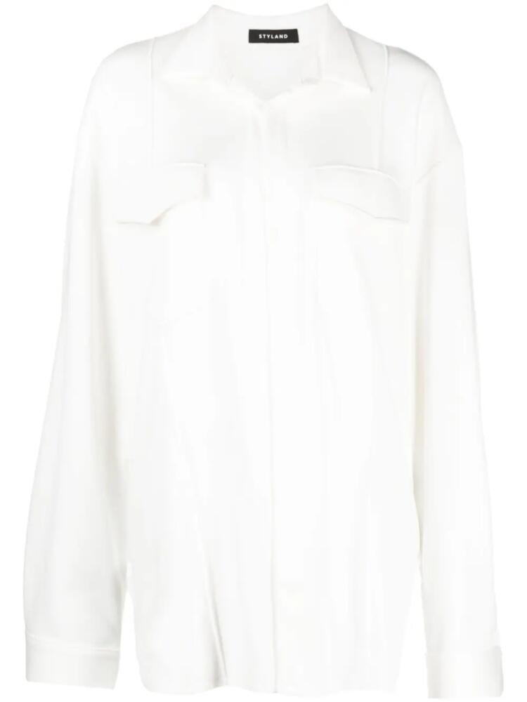 STYLAND open-front cotton shirt - White Cover