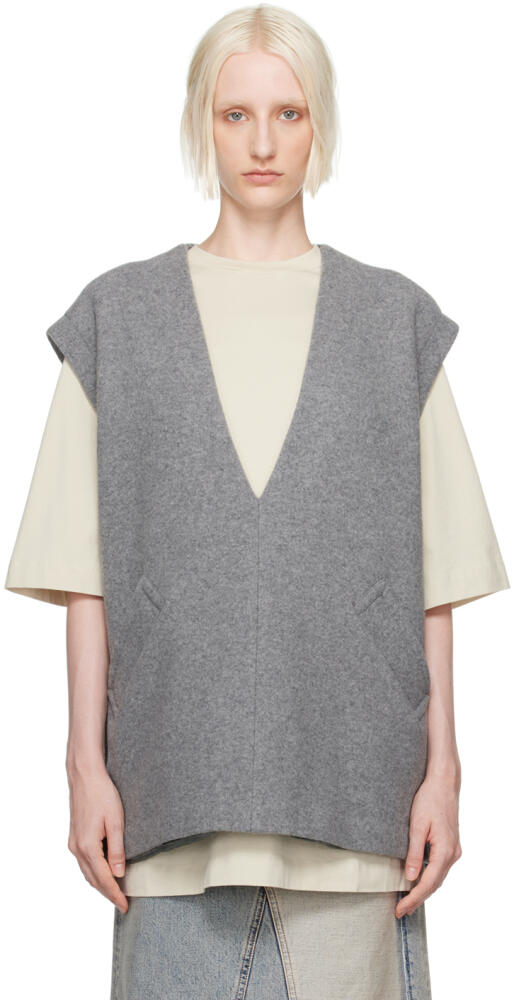 MM6 Maison Margiela Gray Plunging V-Neck Vest Cover