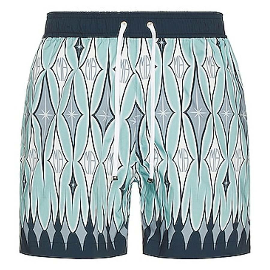 Amiri Aqua Argyle Printed Swim Trunks Cover