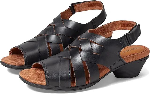 Cobb Hill Laurel Woven Sandal (Black Leather) Women's Shoes Cover