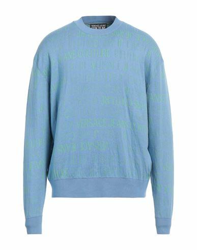 Versace Jeans Couture Man Sweater Azure Cotton, Polyamide, Elastane Cover