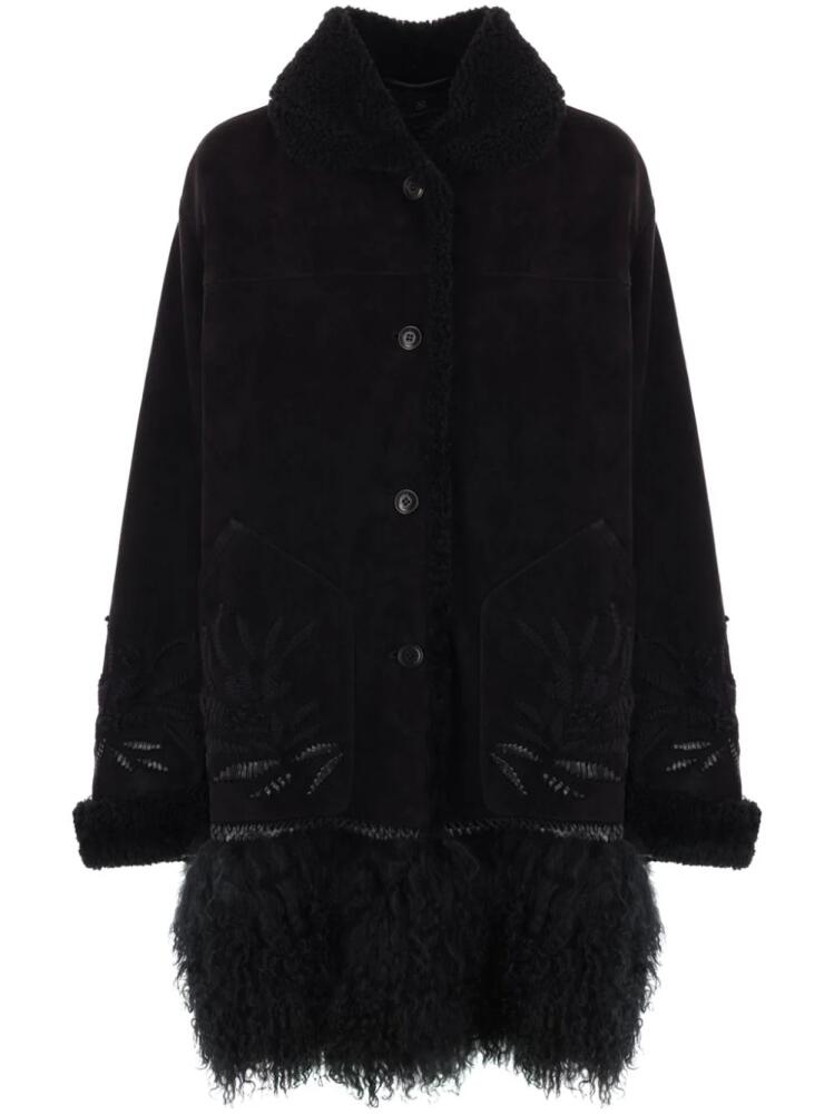 Ermanno Scervino embroidered shearling coat - Black Cover