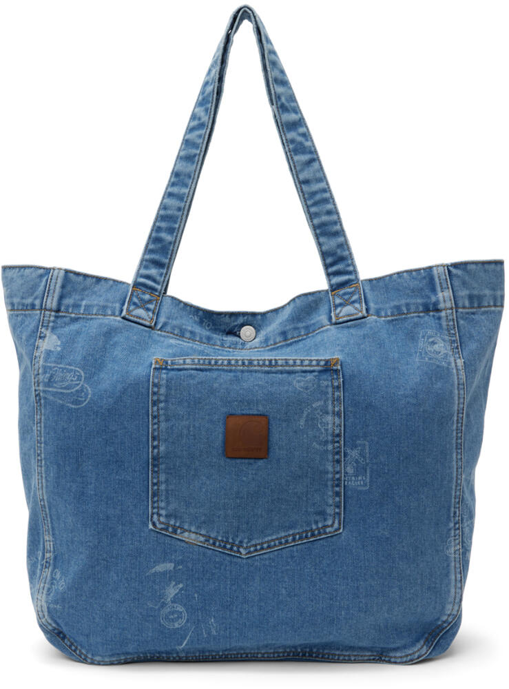 Carhartt Work In Progress Blue Stamp Print Denim Tote Cover